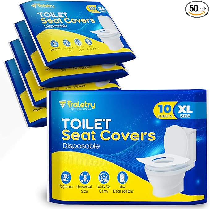 Traletry Toilet Seat Covers Disposable Flushable Travel Pack of 50 XL-Disposable Toilet Seat Cove... | Amazon (US)