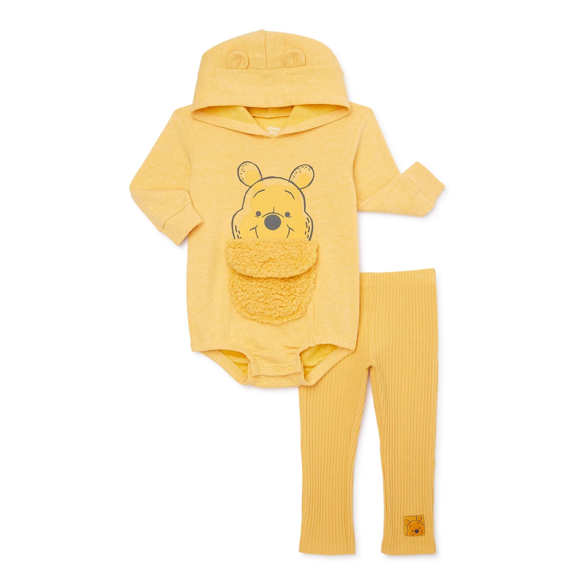 Disney Winnie The Pooh Newborn Baby Boys Hooded Bodysuit and Pants, 2-Piece Outfit Set, Sizes 0/3... | Walmart (US)