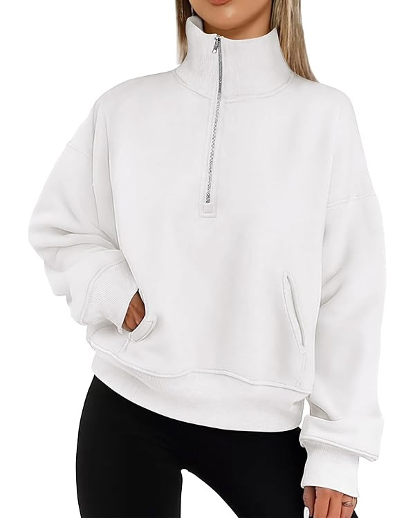 PRETTYGARDEN Women's Half Zip Sweatshirts Long Sleeve Cropped Pullover Tops Fall Fashion Y2K Clot... | Amazon (US)