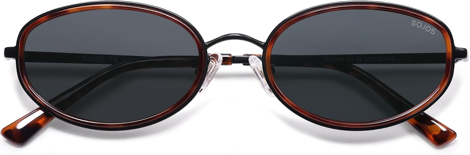 SOJOS Trendy Oval Polarized Sunglasses for Women Men, 80s 90s Chic Retro Vintage Sunnies SJ1248 | Amazon (US)