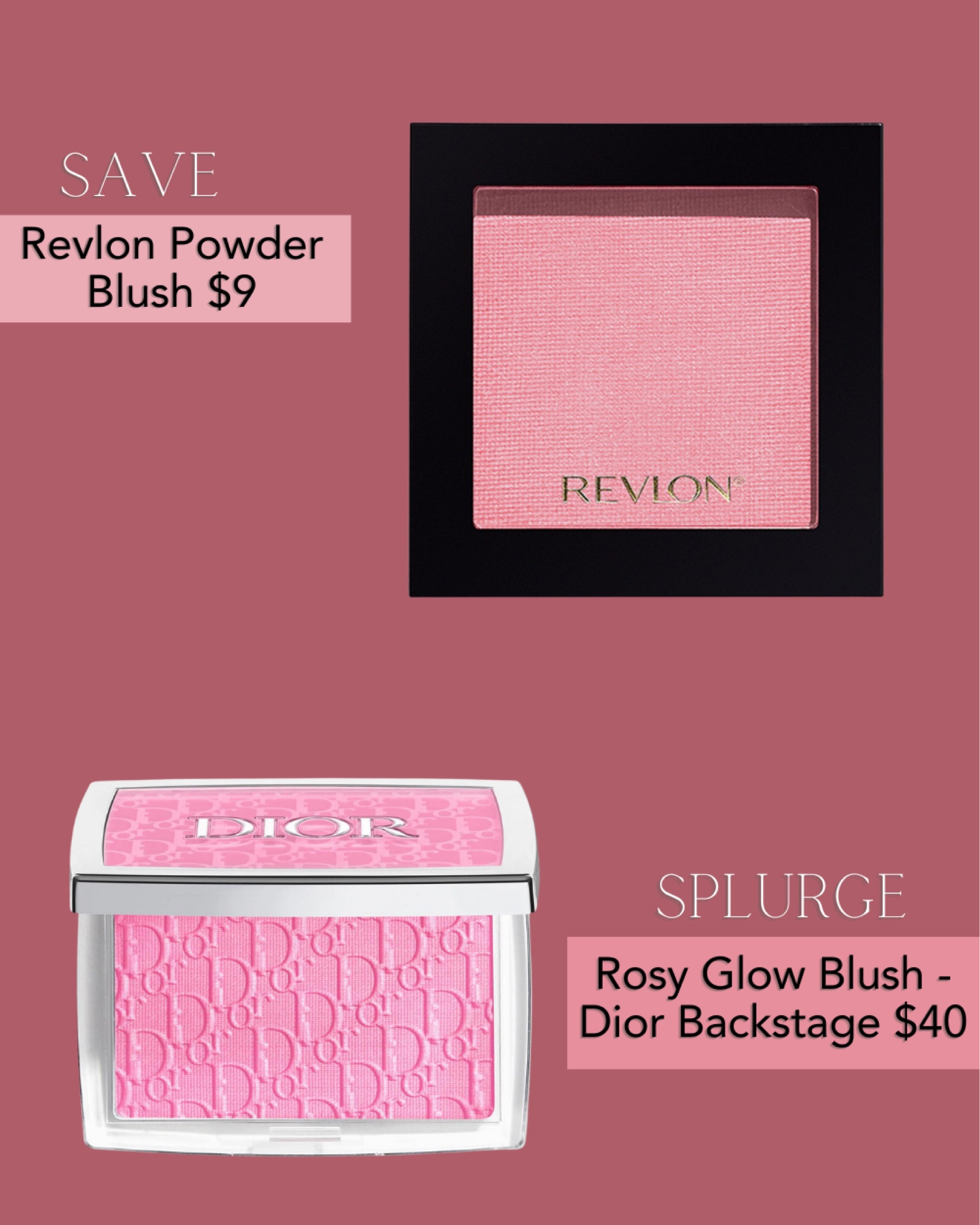 High-end Makeup Dupes Series 
Rosy Glow Blush -Dior Backstage dupe Revlon Powder Blush only for $9. Save you more than 30 bucks for similar shade. 
Best revlon powder blush drugstore for door backstage dupe. 

#LTKFind #LTKunder50 #LTKbeauty