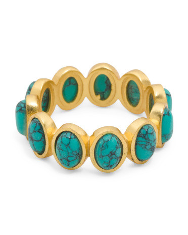Made In India 18kt Gold Plated Turquoise Band Ring | TJ Maxx