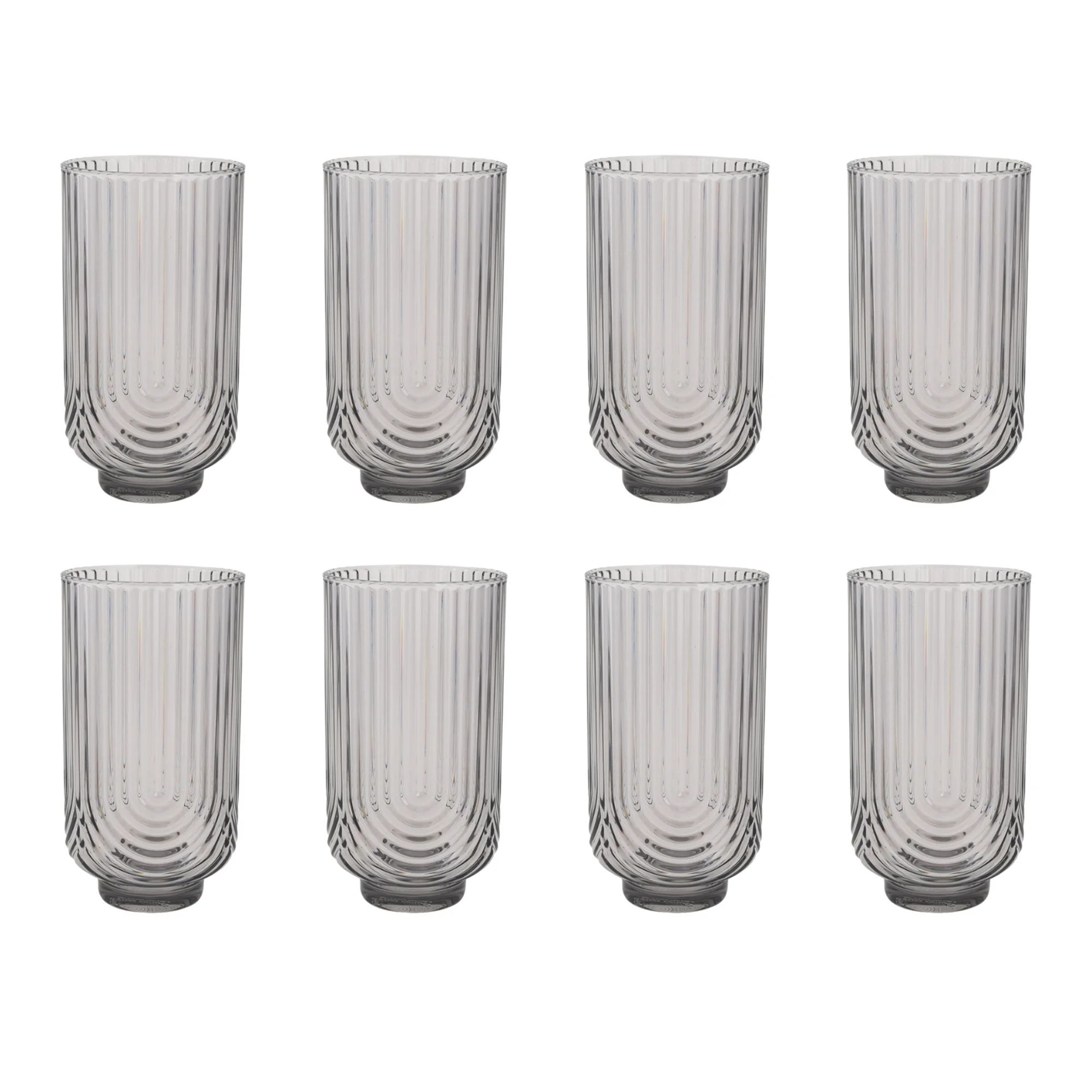 Better Homes & Garden 8-Pack Tritan 21-Ounce Ribbed Arch Tumbler Set, Smoke - Walmart.com | Walmart (US)