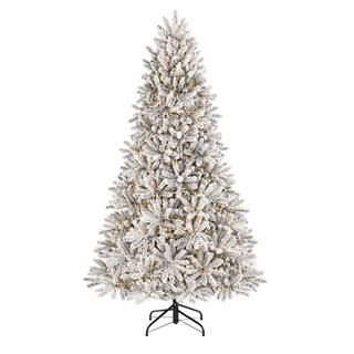 Home Accents Holiday 7.5 ft Starry Light Fraser Fir Flocked LED Pre-Lit Artificial Christmas Tree... | The Home Depot