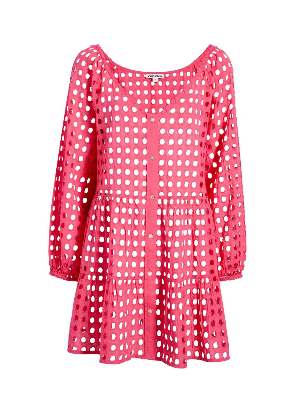 The Evan Eyelet Mini Dress in Hot Pink | Solid & Striped