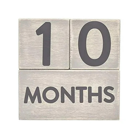 Pearhead Wooden Baby Photo Sharing Milestone Age Blocks Set of 3 Blocks Distressed Gray | Walmart (US)