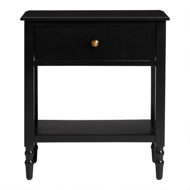 Black Wood Cottage Nightstand With Drawer | World Market