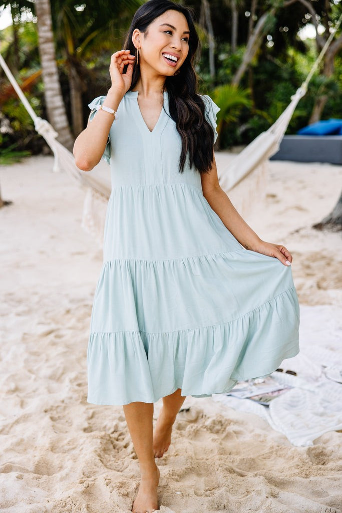 Make It Your Own Sage Green Tiered Dress | The Mint Julep Boutique