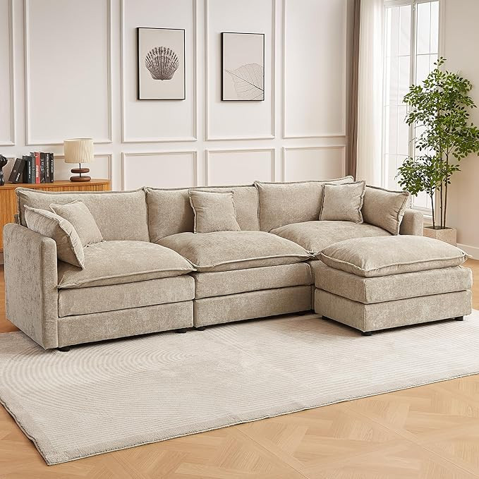 Modular Sectional Sofa, 112.2 Inch L Shaped Couch Set with Armrests, 3-Seater Comfy Cloud Couches... | Amazon (US)