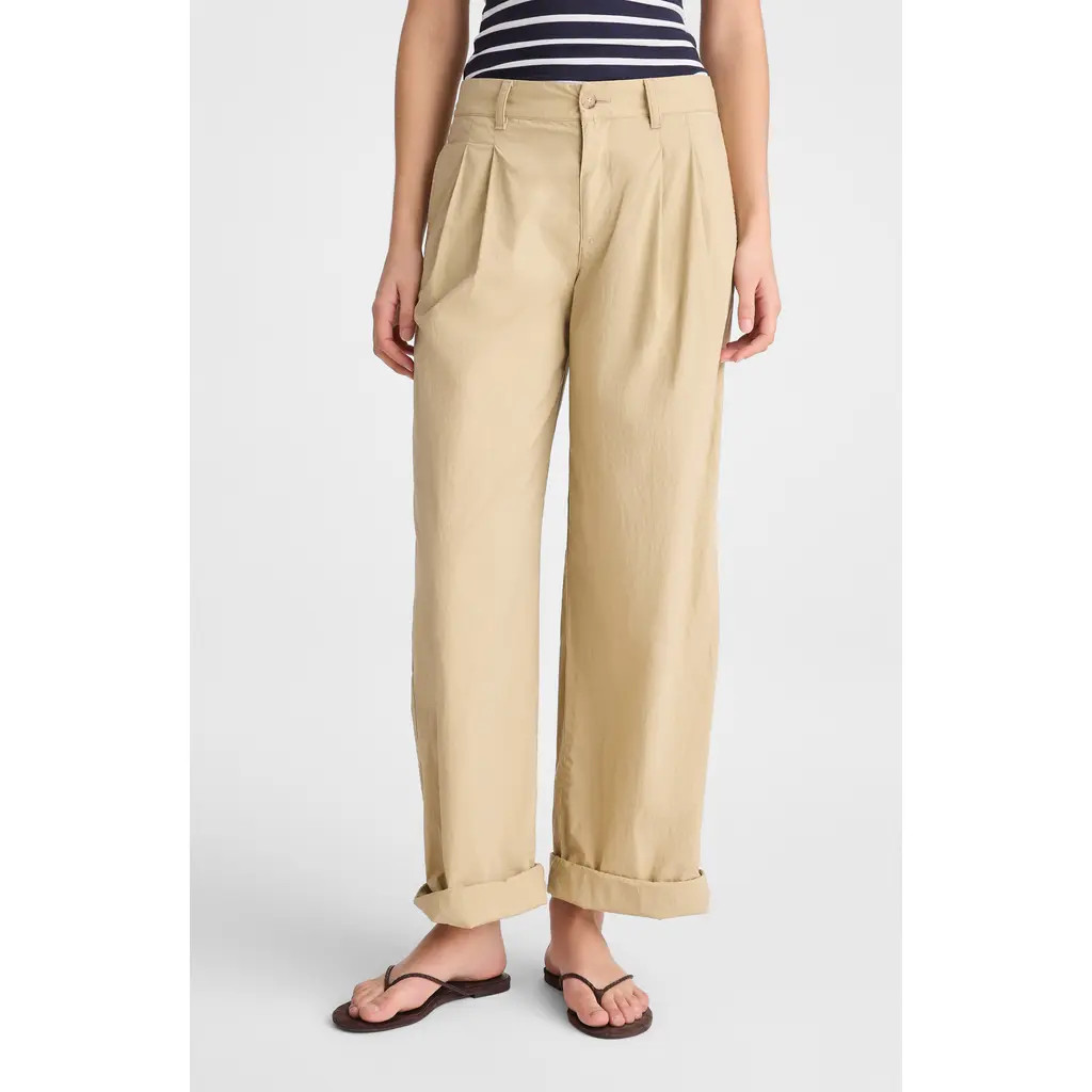 Madewell The Everyday Pleated Cotton Poplin Trousers in Fennel Seed at Nordstrom, Size 4 | Nordstrom