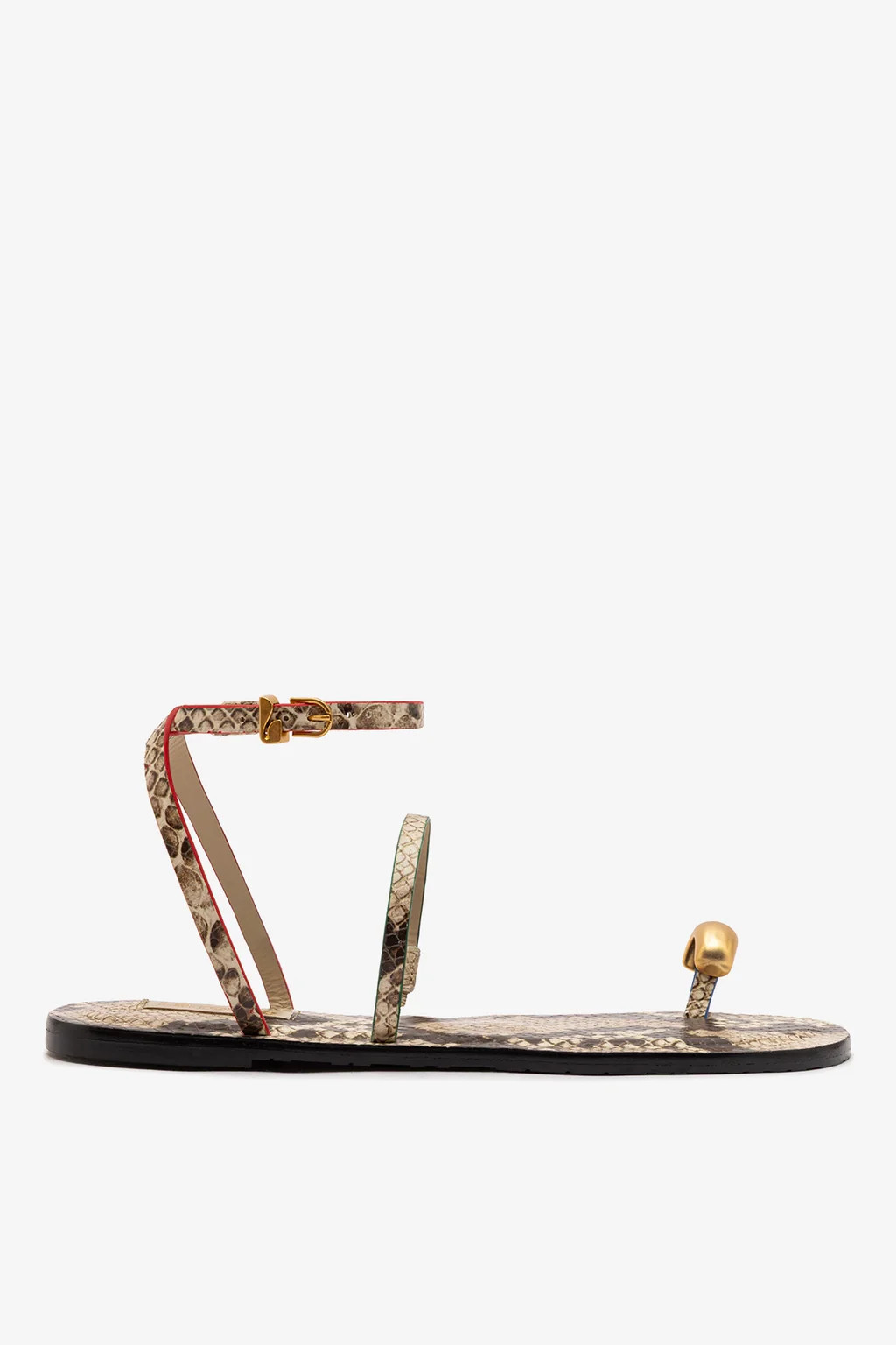 Biarritz Flat Sandal In Neutral Snake Leather | Larroude