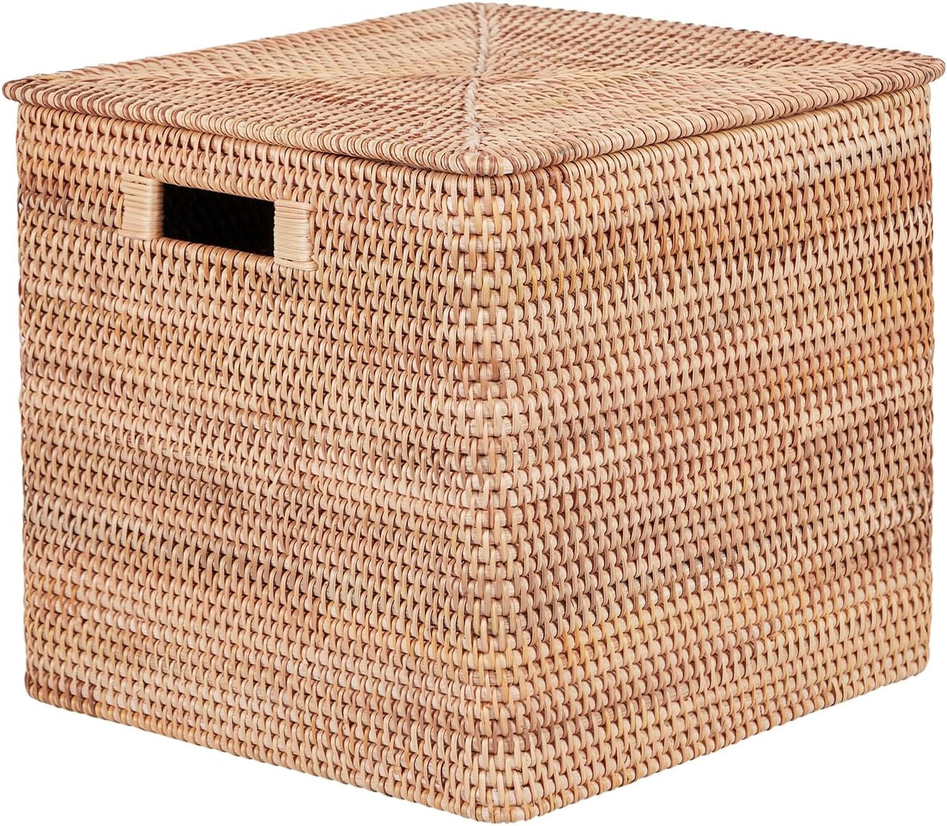 Rattan Basket with Lid, 15.75"×15.75"×11.81", Handwoven Storage | Amazon (US)