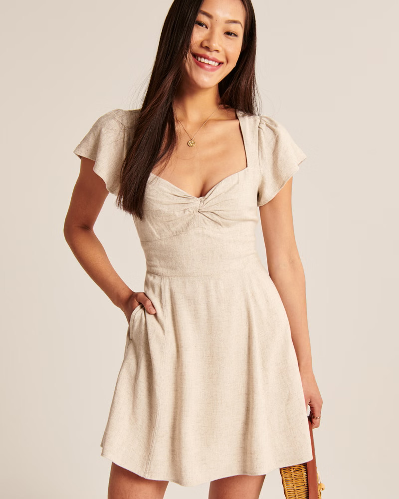 Knot-Front Mini Dress | Abercrombie & Fitch (US)