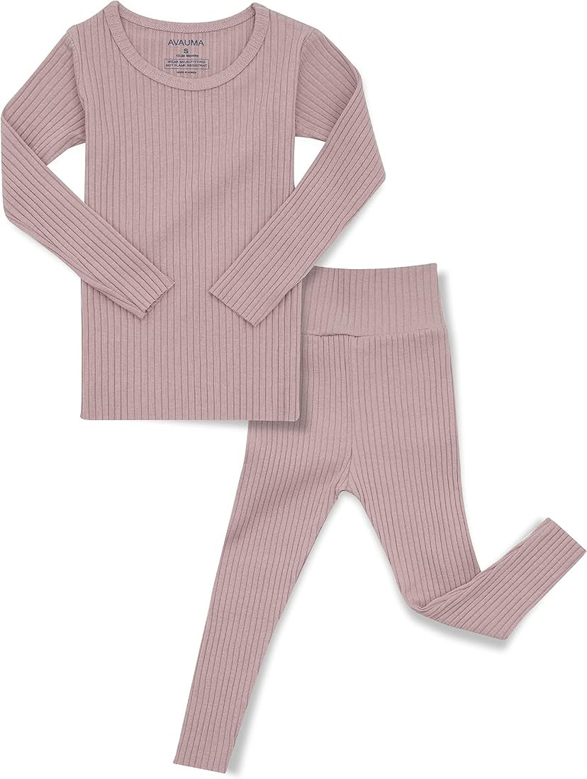 AVAUMA Baby Boys Girls Pajama Set 6M-4T Kids Cute Toddler Snug fit Pjs Ribbed Cotton Modal Short Sle | Amazon (US)