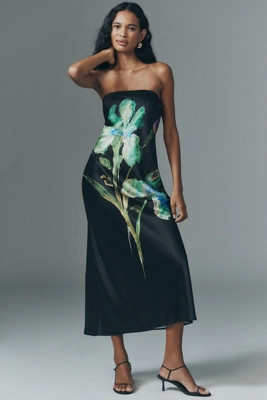 The Fleur Strapless Satin Maxi Slip Dress | Anthropologie (US)