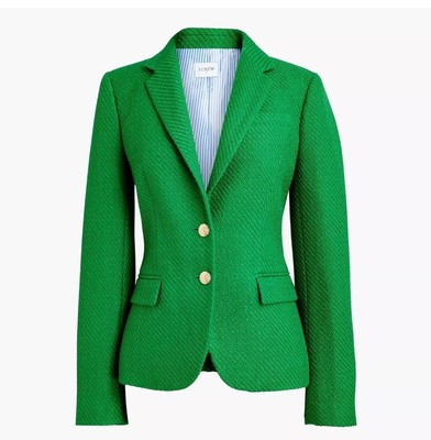 NWT J. CREW Size 4 Tweed Schoolboy Blazer in Green, 2 Button, Preppy | eBay US