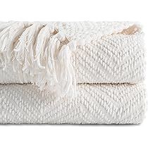 BATTILO HOME White Throw Blanket for Couch, Knit Woven Blanket Versatile for Chair, Super Soft Warm  | Amazon (US)