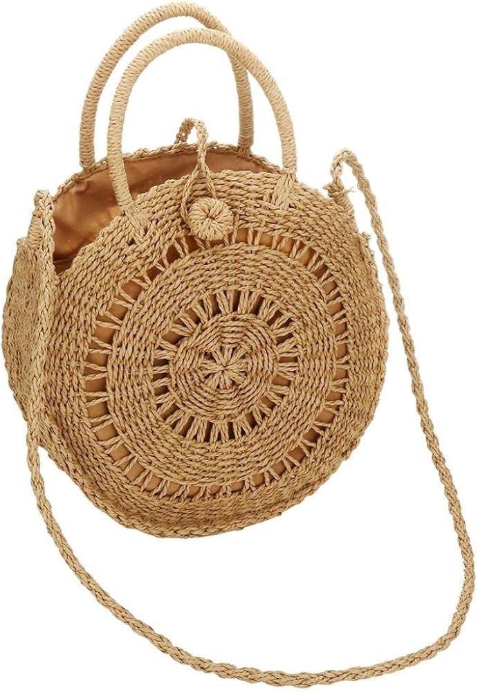 Rattan Crossbody Bags for Women Hollow Round Rattan Handbags Beach Top Handle Straw Bags Beach To... | Amazon (US)