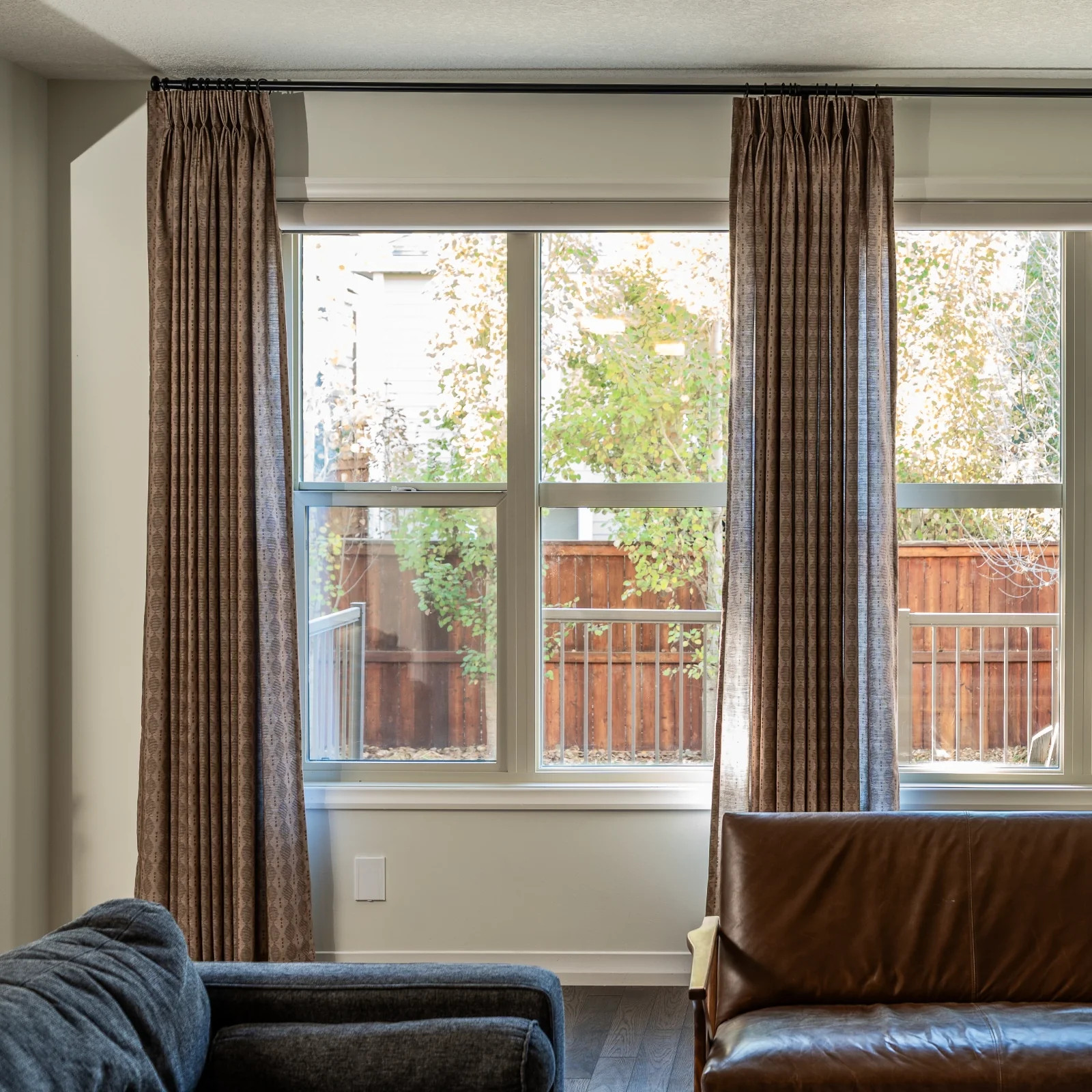 Kim Morrow Print Cotton Curtain Pleated - Tan KM-PE1 | TWOPAGES