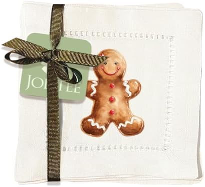 Jolitee Christmas Decorative Hemstitch Cocktail Napkins, 6"x6" Washable Linen-Like Cloth Napkins,... | Amazon (US)