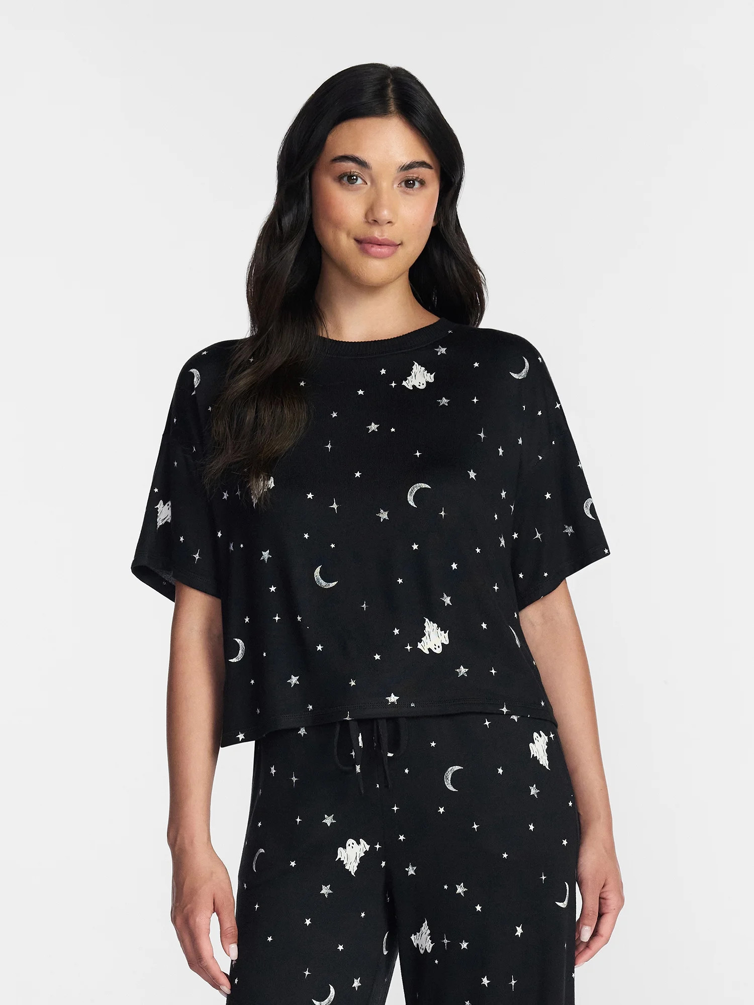Way to Celebrate Women's Hacci Knit Short Sleeve Sleep Top, Sizes XS to 3X | Walmart (US)