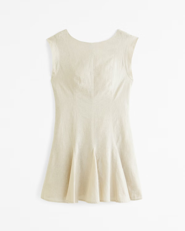 Linen-Blend Godet Mini Dress | Abercrombie & Fitch (US)