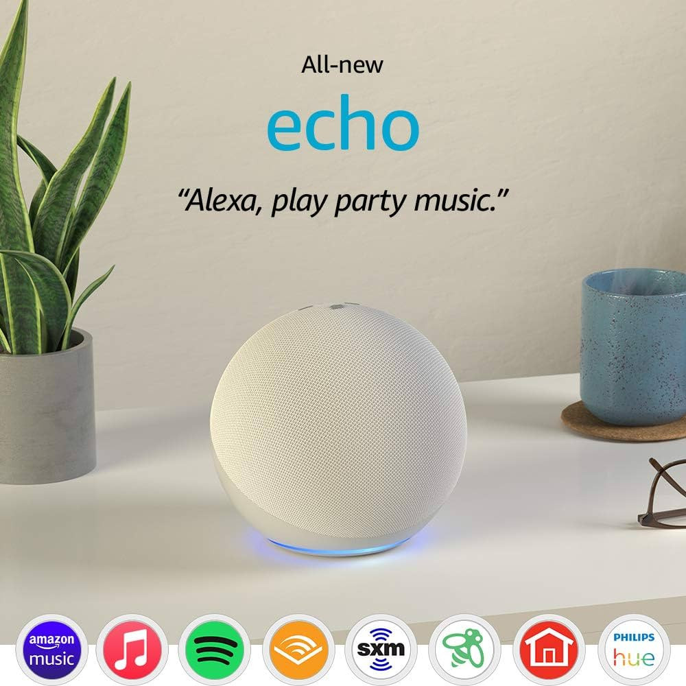 Like-New Echo (4th Gen) | With premium sound, smart home hub, and Alexa | Glacier White | Amazon (US)