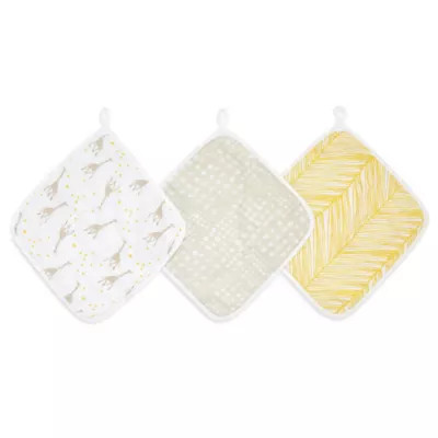 aden + anais™ essentials Starry Star 3-Pack Muslin Washcloths in Grey | buybuy BABY | buybuy BABY