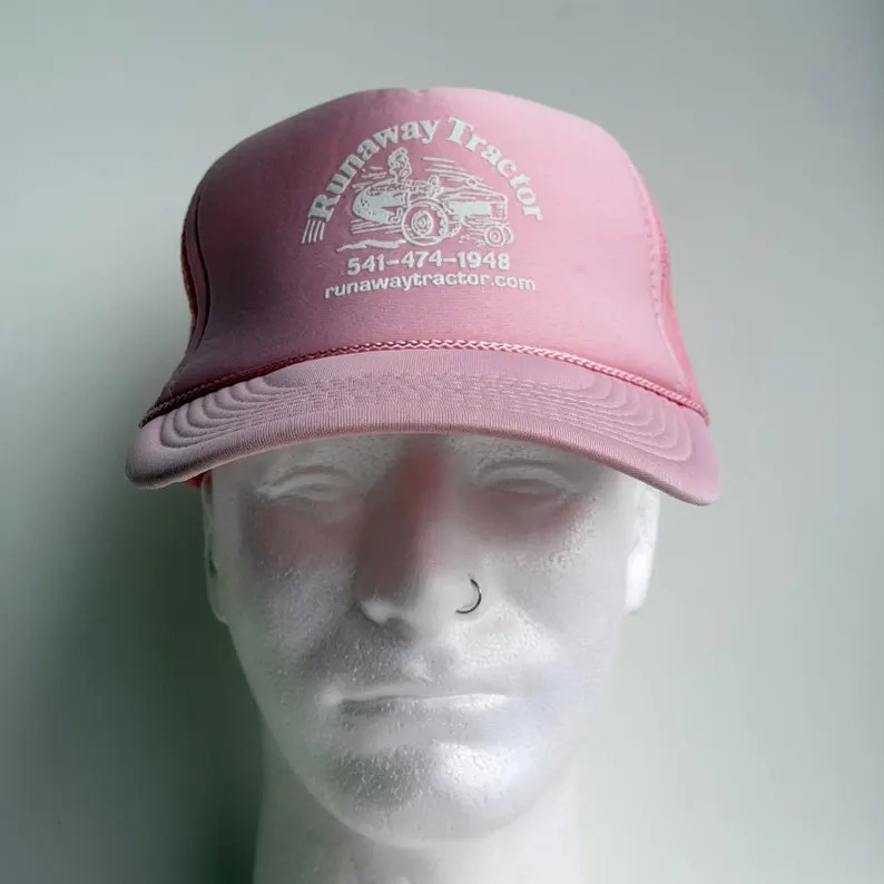 Vintage Pink Trucker Hat Graphic Mesh Snapback Cap Runaway Tractor 90s | Etsy (Global)