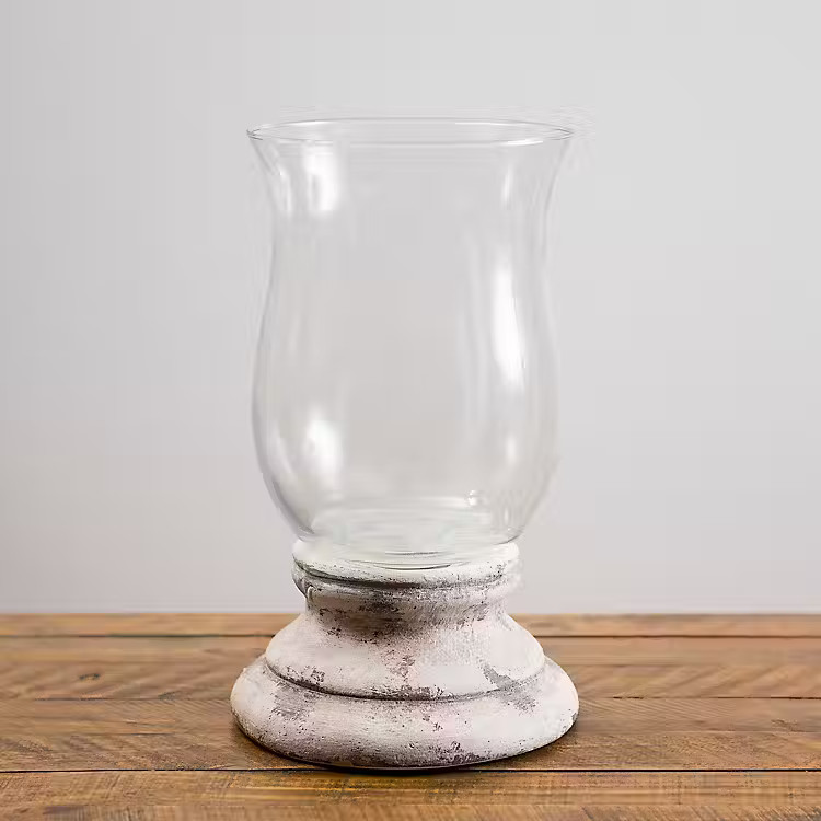 Antique White Cement Hurricane | Kirkland's Home