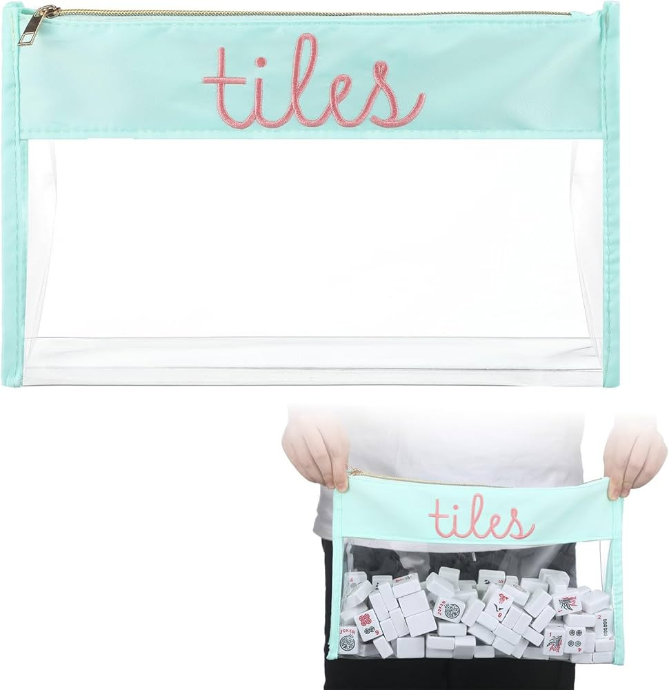 Sanwuta Empty Mahjong Tile Bag, Clear Mahjong Case with Letters for American, Waterproof Mah Jong... | Amazon (US)