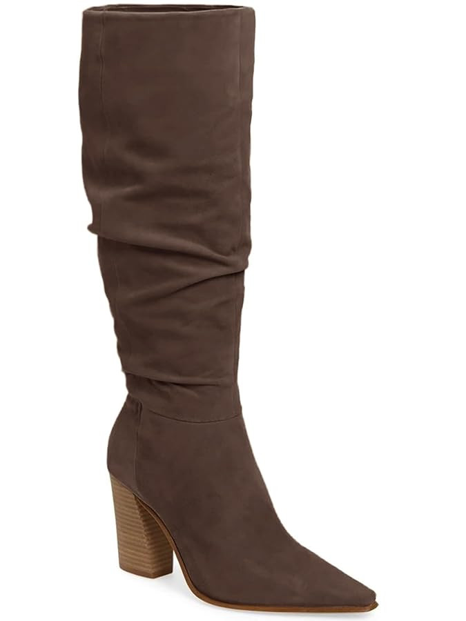 PiePieBuy Womens Faux Suede Knee High Boots Pointed Toe High Chunky Heel Side Zipper Party Dress ... | Amazon (US)