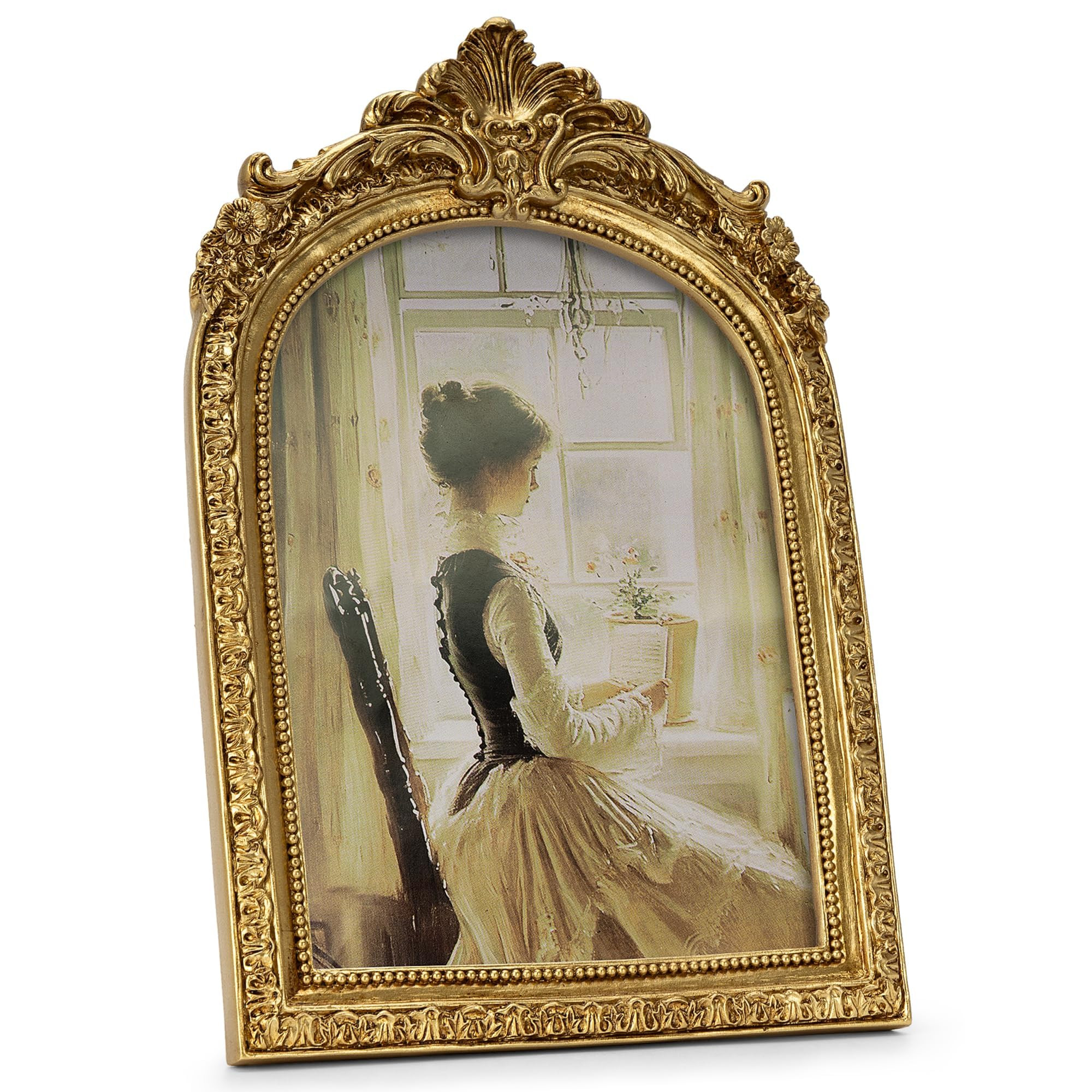 Vintage Picture Frame, Gold Vintage Arched Frame Decor for Tabletop and Wall Mounting, Antique Ar... | Amazon (US)