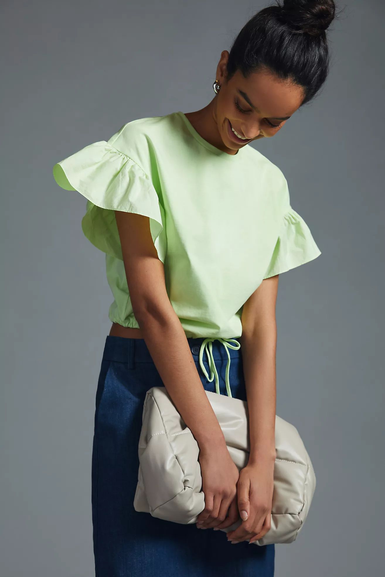 English Factory Ruffled Drop-Shoulder Top | Anthropologie (US)