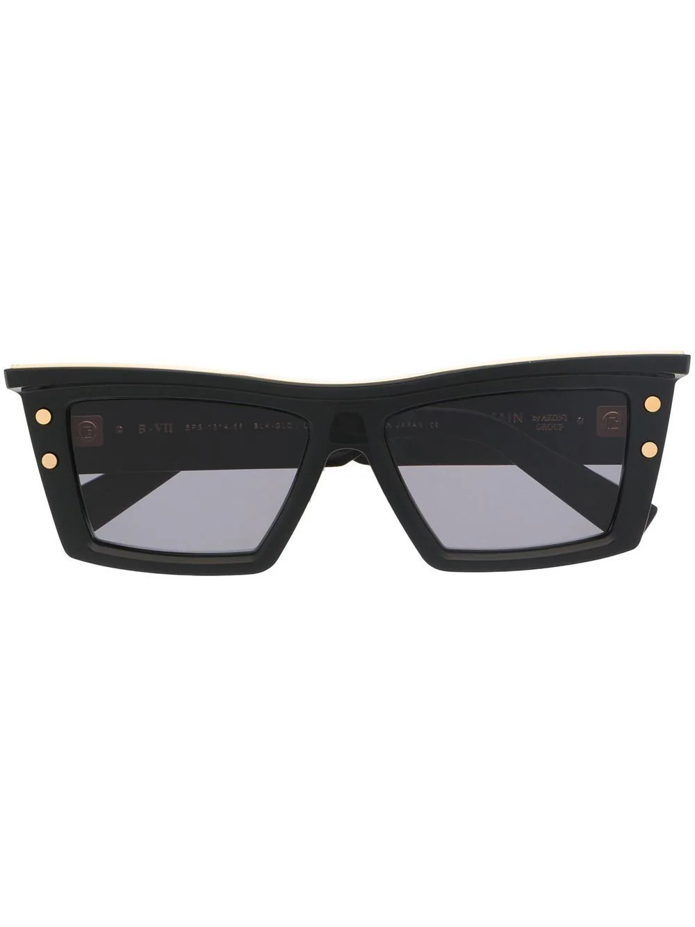 Balmain Eyewear two-tone geometric-frame sunglasses - Black | Farfetch Global