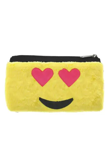 ISCREAM GIFTS Heart Eyes Emoji Furry Pencil Case | Nordstromrack | Nordstrom Rack