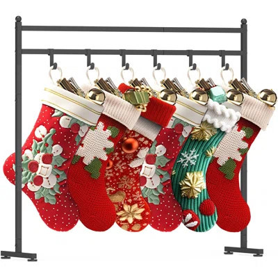 Freestanding Christmas Stocking Holder Stand with 8 Hooks - Heavy Duty Metal Floor Hanger for Home Living Room Window Holiday Decor Display | Wayfair North America