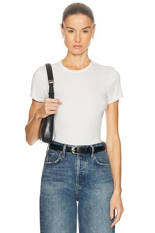 RE/DONE 90's Ribbed Cap Sleeve Tee in Off White - White. Size XXL/2X (also in L, M, XS). | FWRD 