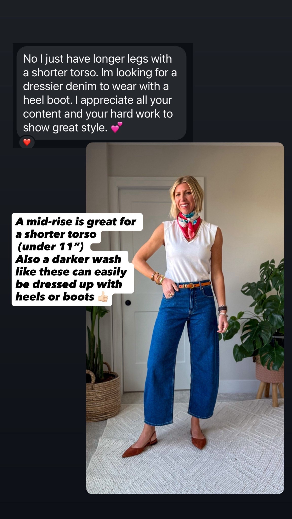 If you’re looking for a modern and comfortable and also flattering pair of jeans, this darker wash with a mid rise, and a current barrel shape are perfect. They have a little stretch so they’re extremely comfortable and forgiving, especially in the waist. Get your true to size. I am 5’10” wearing a size 28 in the 29” length 👍🏻

#LTKWorkwear #LTKStyleTip #LTKOver40