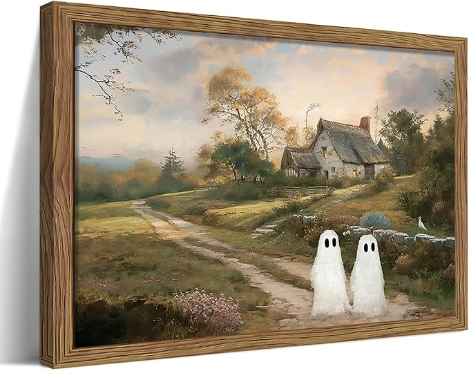 Vintage Landscape Ghost Wall Art, Country Halloween Gothic Cute Ghost Wall Decor Paintings, Retro... | Amazon (US)