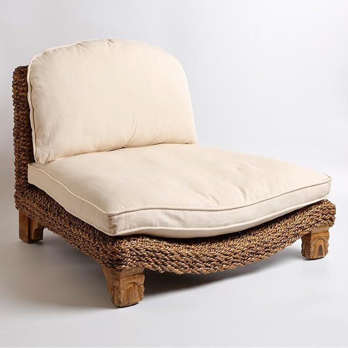 Serenity Meditation Floor Chair with Seagrass Woven Seat and Solid Mangowood Frame, Cushioned Sea... | Amazon (US)
