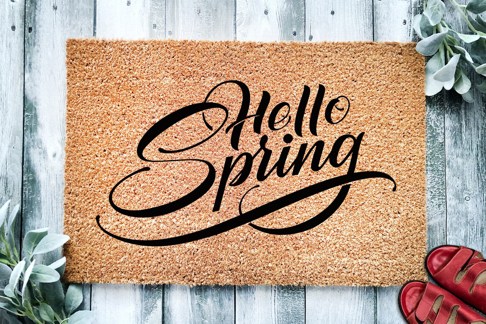 Hello Spring Doormat  Love Spring Welcome Mat  Springtime - Etsy | Etsy (US)