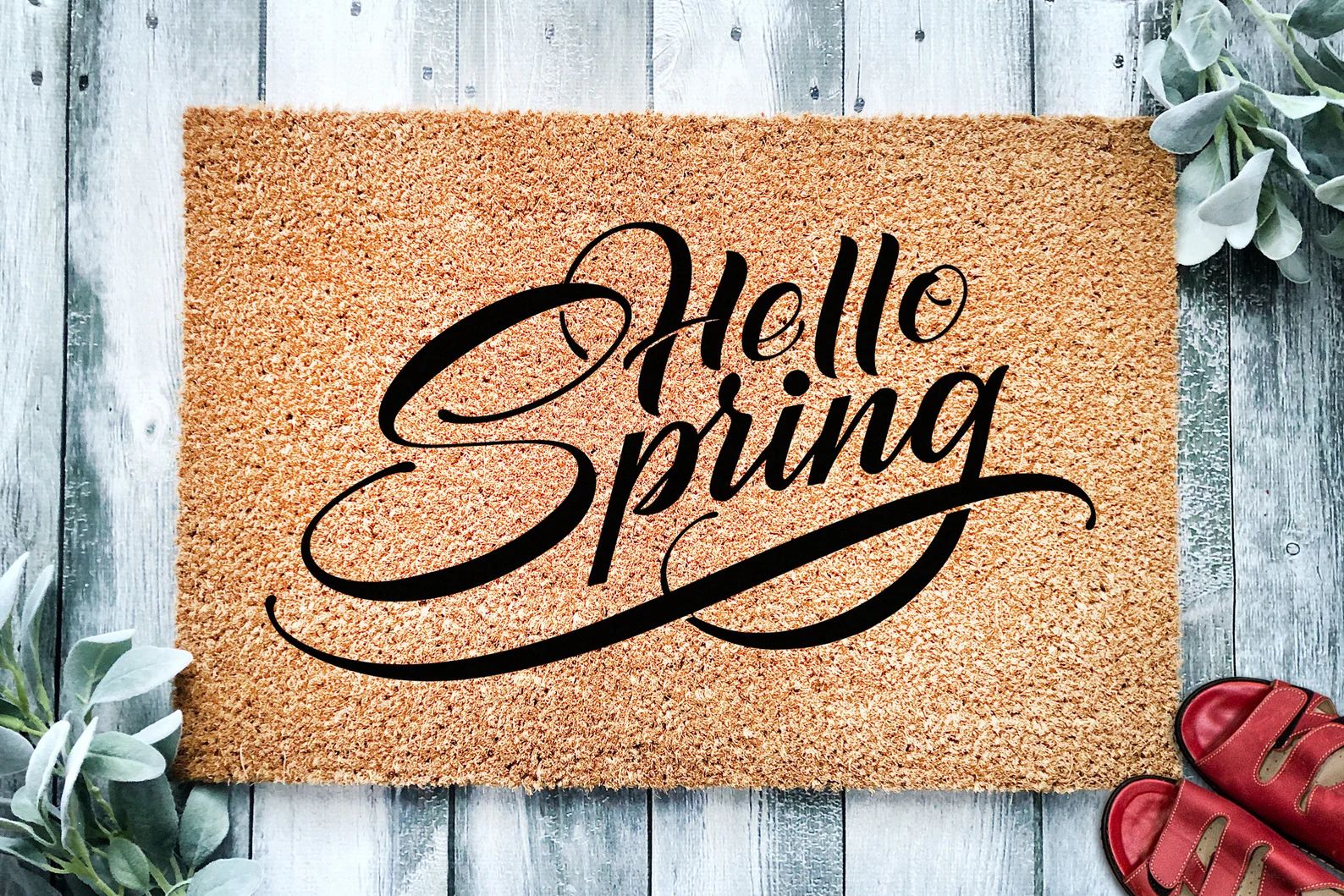 Hello Spring Doormat  Love Spring Welcome Mat  Springtime - Etsy | Etsy (US)