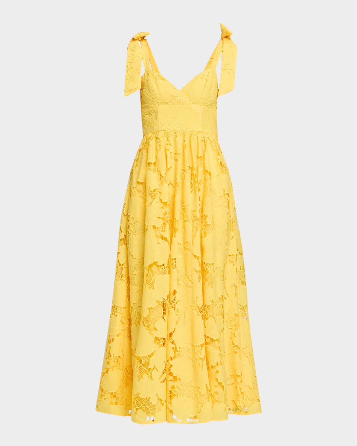 Juliette Sweetheart Floral Lace Midi Dress | Neiman Marcus
