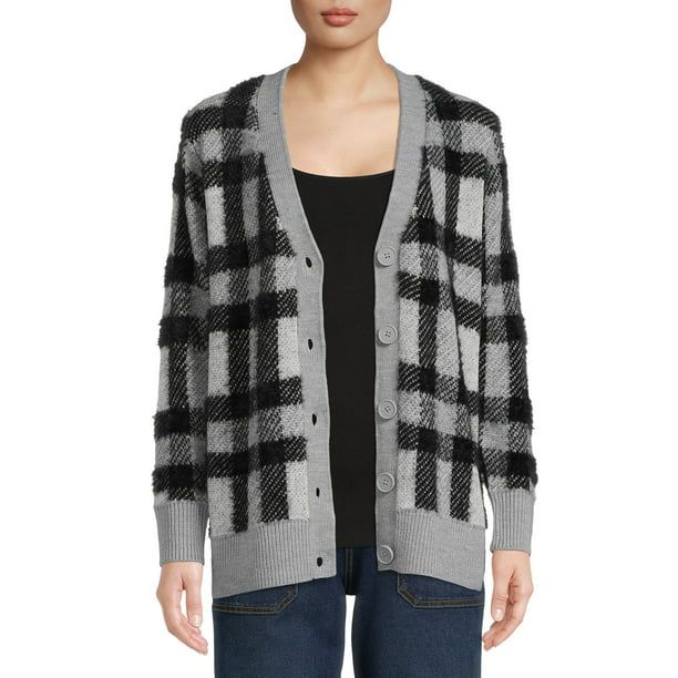 Time and Tru Women's Eyelash Patterned Cardigan | Walmart (US)