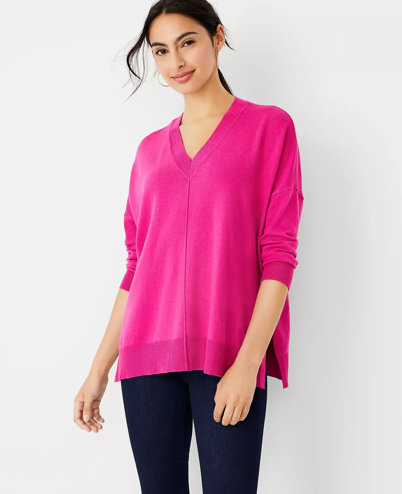 Easy V-Neck Tunic Sweater | Ann Taylor (US)
