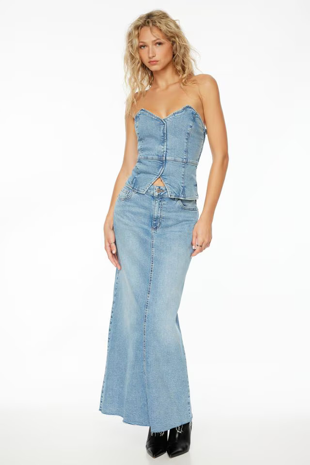 Denim Maxi Skirt | Dynamite Clothing