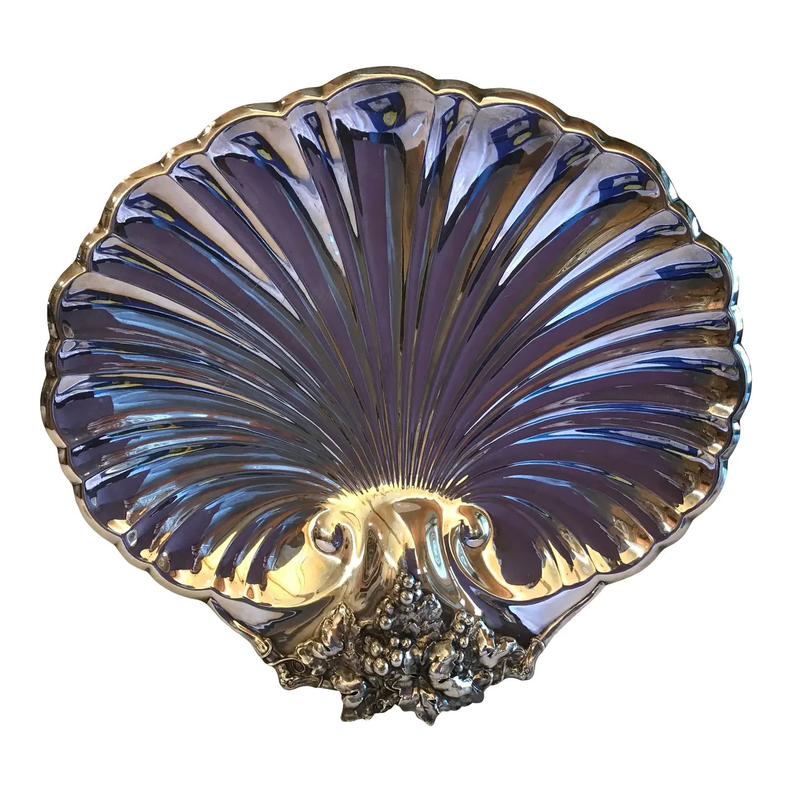 Large Reed & Barton Silver Plated Shell Shaped Serving Dish | Chairish