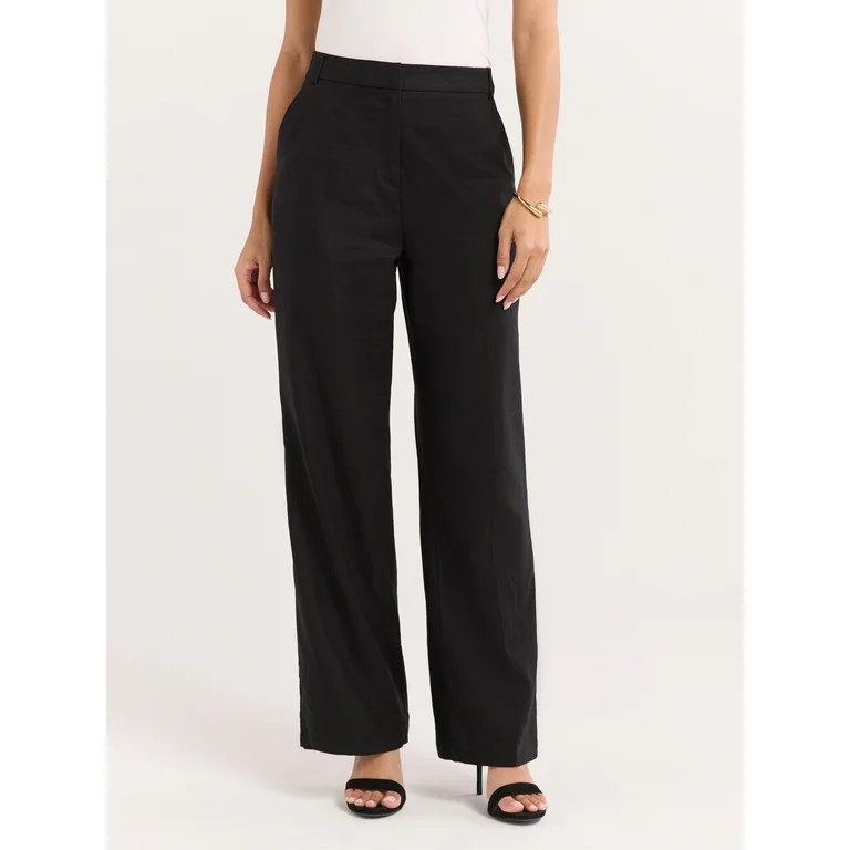 Sofia Jeans Women's and Women's Plus Linen Blend Wide Leg Pants, 32" Inseam, Sizes 0-28W | Walmart (US)