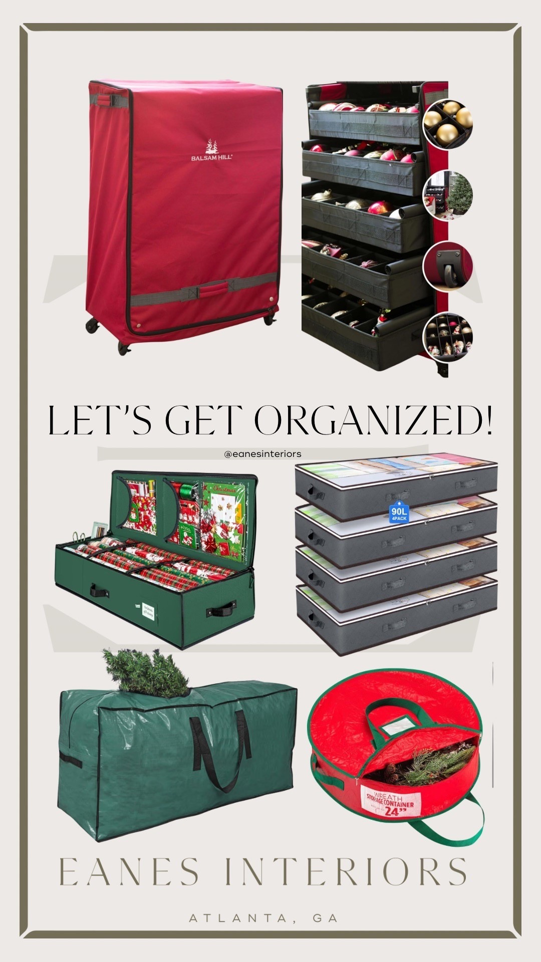 Let’s get organized—holiday edition 🎄
From a rolling ornament storage case (Balsam Hill) to stackable ornament storage boxes, these pieces make storing Christmas decor effortless. Add in a wrapping paper storage box, flat ornament storage bins (90L), a large Christmas tree storage bag, and a wreath storage container to keep every ornament, ribbon, and tree protected and easy to find year after year.

#eanesinteriors #christmasorganization #holidaystorage #ornamentstorage #wreathstorage #treebag #organizedhome



#LTKvlog #LTKHome #LTKFindsUnder50